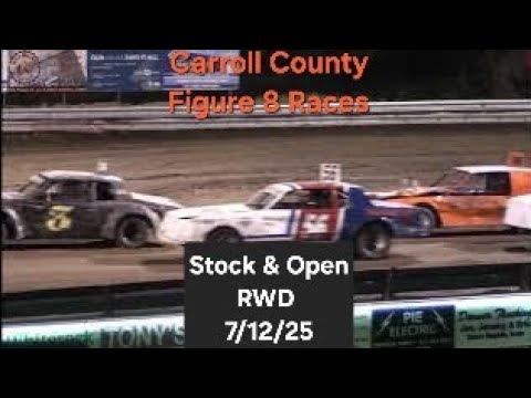 Carroll Co. Figure 8 Races Stock RWD Heats, A Main, &amp; Open RWD A Main 7/12/25 - dirt track racing video image