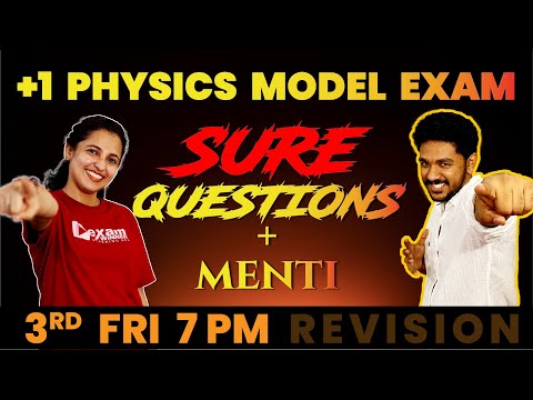 Plus One Model Exam | Physics | Physics Sure Questions with Menti | Exam Winner