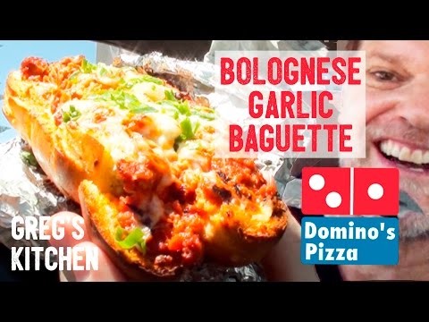 DOMINO'S BOLOGNESE GARLIC BAGUETTE - Fast Food Friday Food Reviews - Greg's Kitchen - UCGXHiIMcPZ9IQNwmJOv12dQ