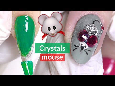 Nail Art for Beginners - Mouse with Crystals
