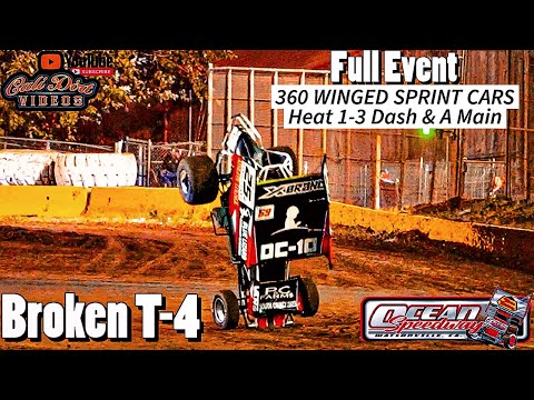 FULL EVENT BROKEN T-4?!  360 Winged Taco Bravo Sprint Car Ocean Speedway Aug 11th 2023 - dirt track racing video image