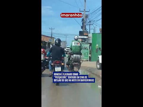 Homem é flagrado como "passageiro" sentado em cima de botijão de gás na moto em Barreirinhas