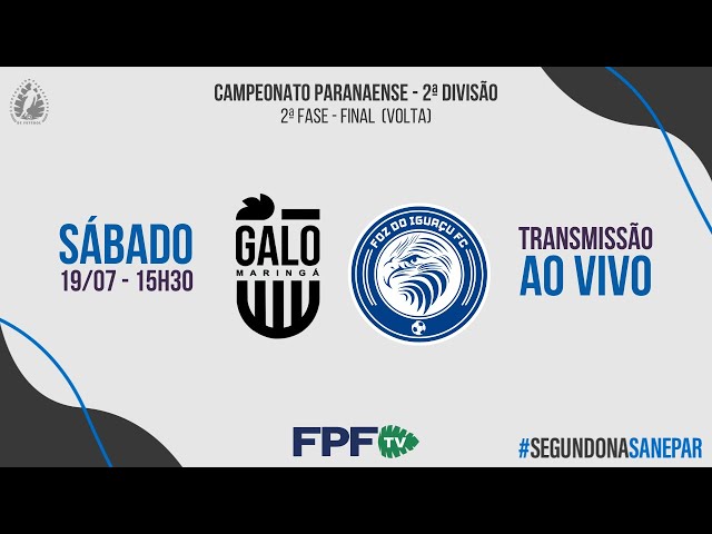 Na FPF TV você acompanha AO VIVO e DE GRAÇA a Segundona Sanepar! GALO MARINGÁ X FOZ DO IGUAÇU - FINAL (VOLTA). 
Siga nossos perfis nas redes sociais: @federacaopr
Curta, comente e ative as notificações para não perder nenhum lance!

| É Paranaense? É FPF TV! |