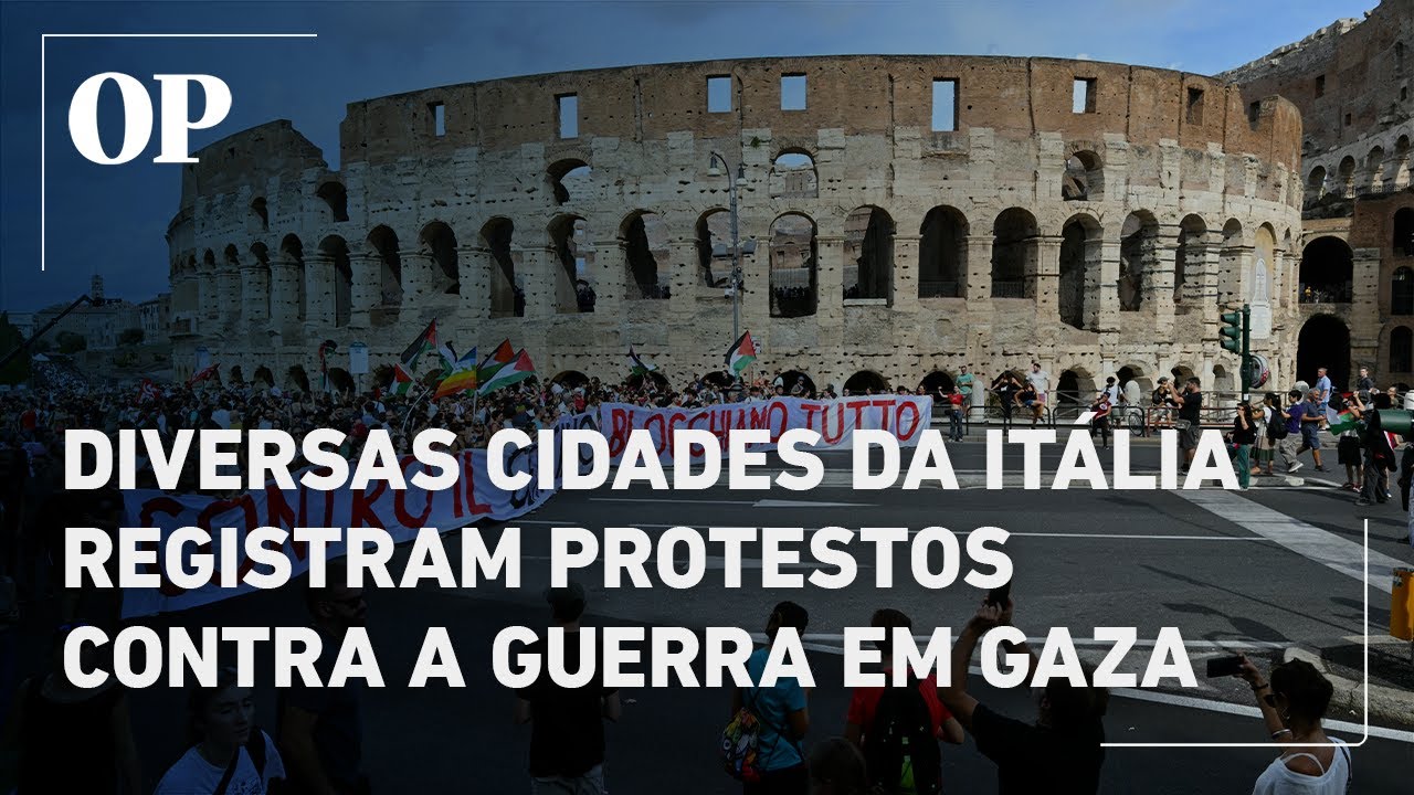 Milhares de manifestantes vão às ruas da Itália protestar contra as ofensivas de Israel contra Gaza