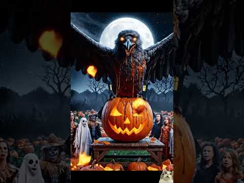 “Giant Pumpkin Smash Unleashes Monstrous Crow! | 4K Cinematic Halloween Horror”