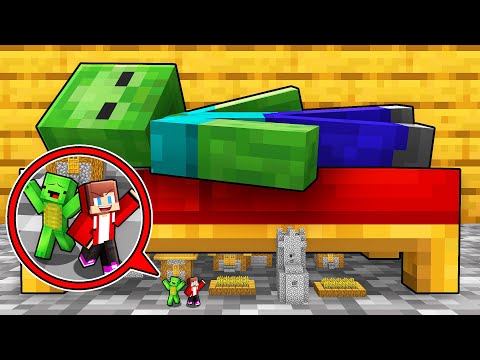 JJ and Mikey Built a Village Under ZOMBIE Bed in Minecraft (Maizen)