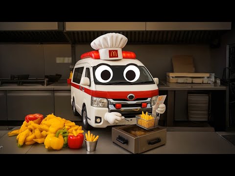救急車のピポがファストフード店ではたらくよ | 救急車の変身シーンを作ろう！ 他 踏切かんかん達とAIを使ってみよう 【学べる踏切アニメ】 【二本立て】