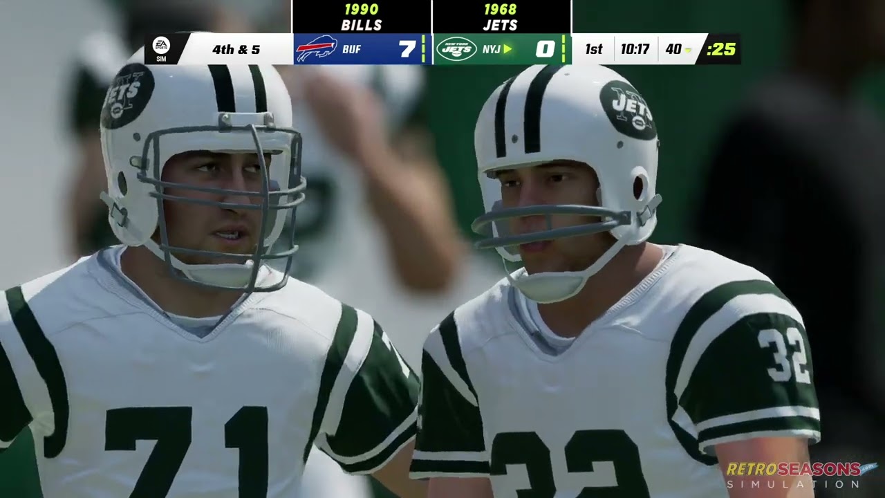 NFL 1990 Buffalo Bills vs. 1968 New York Jets • Full Game Simulation video clip