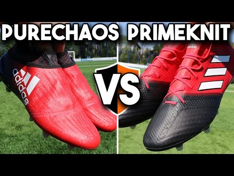 Purechaos vs Primeknit Boot Battle - adidas X16 v ACE17 Red Limit Cleats - UCs7sNio5rN3RvWuvKvc4Xtg