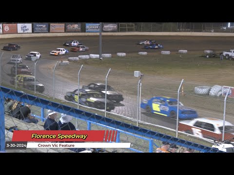 Florence Speedway - Crown Vic Feature - 3/30/2024 - dirt track racing video image