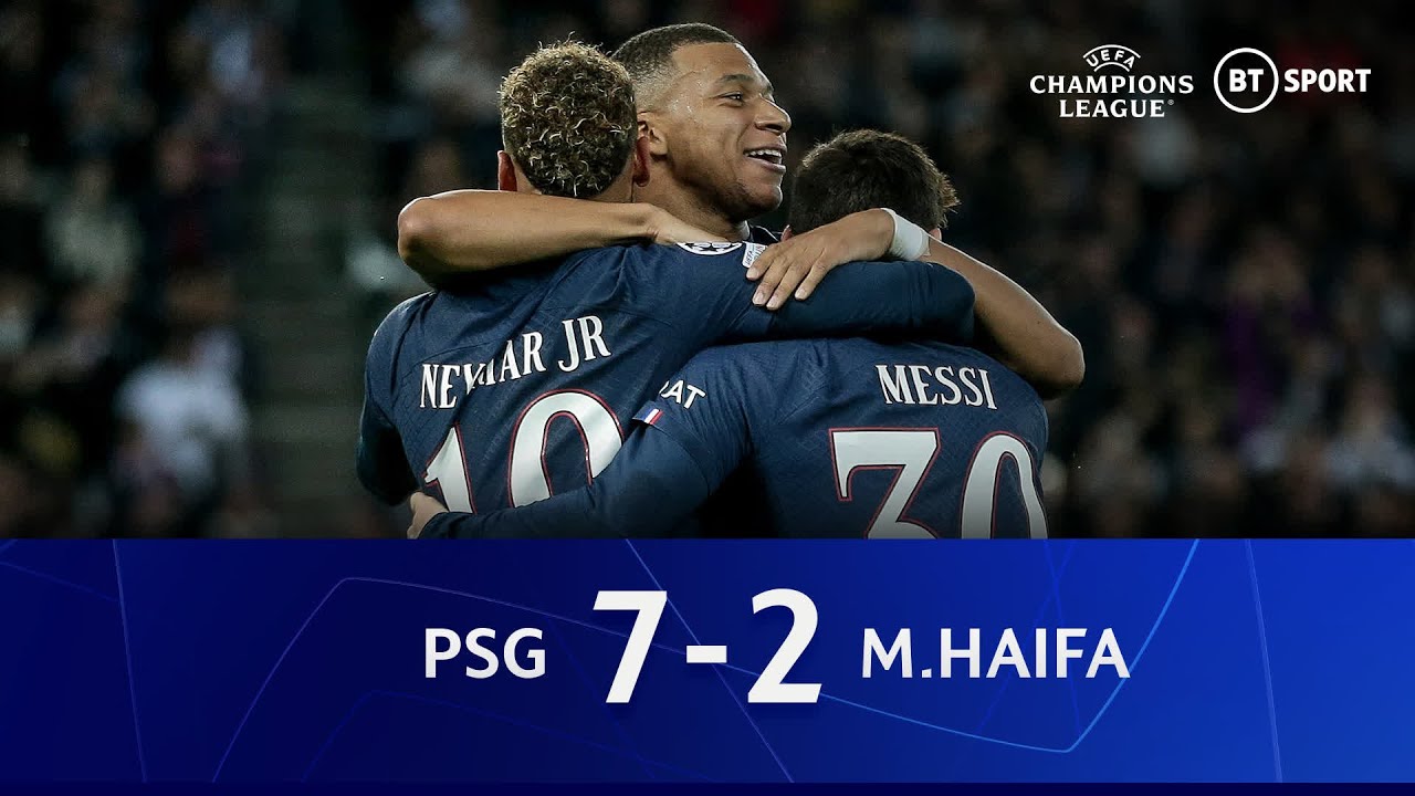 PSG v M.Haifa (7-2) | Messi, Neymar and Mbappe all on scoresheet | Champions League Highlights
