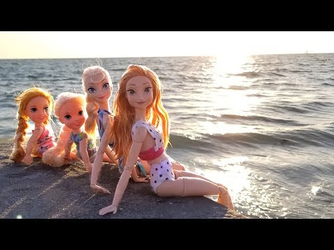 Super Beach day ! Elsa & Anna toddlers - Barbie - sand play - water fun - splash - sunset - UCQ00zWTLrgRQJUb8MHQg21A