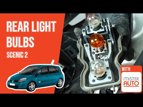 Как заменить лампочку заднего фонаря Renault Scenic 2?