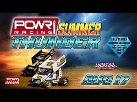 August 17th, 2024:  POWRi Summer Thunder 410 Sprints &amp; Full Fender Challenge - dirt track racing video image