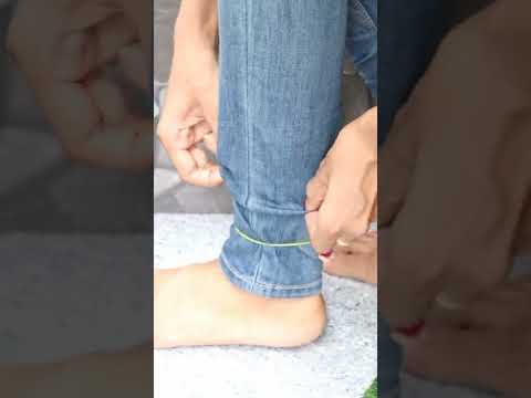 👖Long jeans to Ankle length jeans perfectly (in seconds ) using elastic band 😀 #anklelengthpants