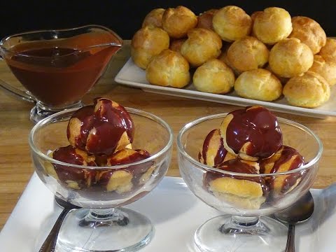 Receta Profiteroles rellenos de crema pastelera con salsa de chocolate - Recetas de cocina, tutorial - UC5ONfXPjWgqElh0NZaRJ1tg