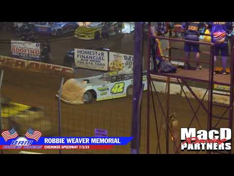 Blue Ridge Outlaw Late Model Feature - Cherokee Speedway 7/3/23 - dirt track racing video image