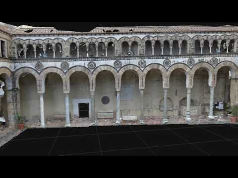 3D vision. Panoramica del porticato del duomo di Salerno in Zephyr