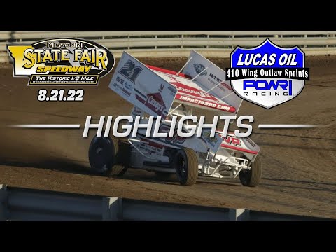 8.21.22 Lucas Oil POWRi Wing Outlaw Sprint League Highlights from Missouri State Fair Speedway - dirt track racing video image