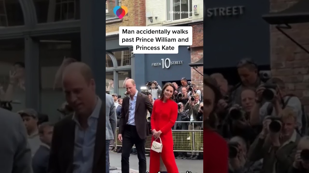 Man accidentally strolls past Prince William and Princess Kate in London #shorts