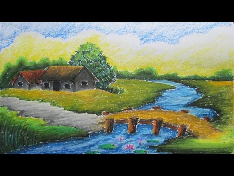 Pastel Tutorial | How to Draw a Village Landscape with Oil Pastels | Episode-9 - UC2-cInwyBeJ8jYGcZIUQ_Mw