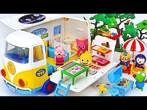 Baby shark, Pinkfong~! Let's take a Pororo Camping car to the woods! #PinkyPopTOY