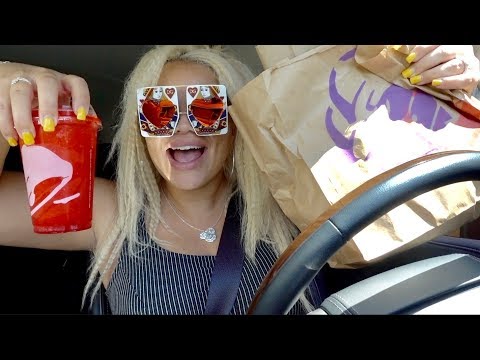 TACO BELL MUKBANG 2018! DRIVE THRU EATING SHOW! (TRYING SKITTLES FREEZE)