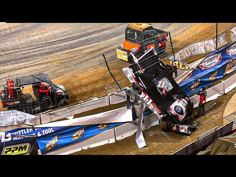 Darin Weisinger goes THROUGH THE FENCE - 2024 Late Models at The Dome - dirt track racing video image