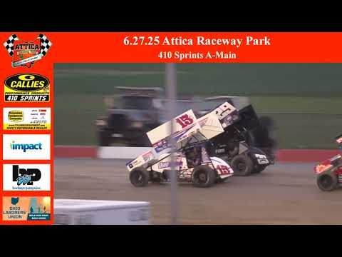 June 27th 2025 | Attica Raceway Park | 410 Sprints A-Main - dirt track racing video image