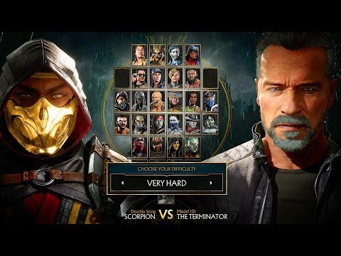 Mortal Kombat 11 Terminator T-800 Vs Scorpion Gameplay Very Hard Difficulty MK11 - UC1bwliGvJogr7cWK0nT2Eag