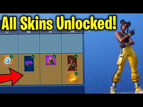 buying all 100 tiers season 8 battle pass all items unlocked fortnite battle - all tier 100 skins fortnite 1 7