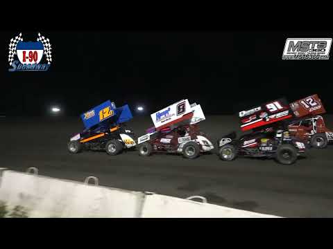 RaceSaver Sprint Car B &amp; A Features | I-90 Speedway | 7-3-2021 - dirt track racing video image