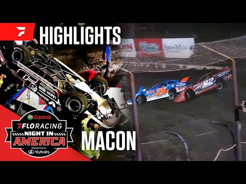 MAYHEM IN MACON | Castrol FloRacing Night in America at Macon Speedway 5/28/24 | Highlights - dirt track racing video image