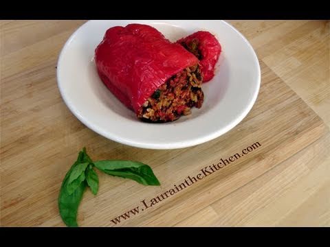 Vegetarian Stuffed Peppers Recipe - by Laura Vitale - Laura in the Kitchen Episode 91 - UCNbngWUqL2eqRw12yAwcICg