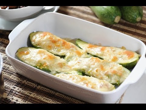 Calabacitas rellenas horneadas - Stuffed zucchini - Recetas de vegetales - Como cocinar - UCvg_5WAbGznrT5qMZjaXFGA