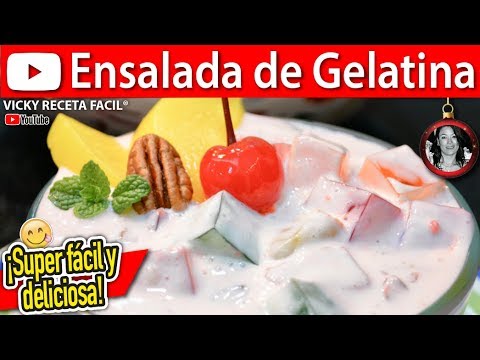 Cómo hacer POSTRE ENSALADA DE GELATINA Vicky Receta Facil - UCewhO42h_TIKZdntpI-v39g