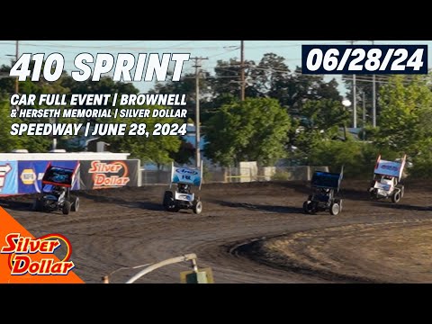 410 Sprint Car Full Event - Brownell &amp; Herseth Memorial Race at Silver Dollar Speedway June 28, 2024 - dirt track racing video image