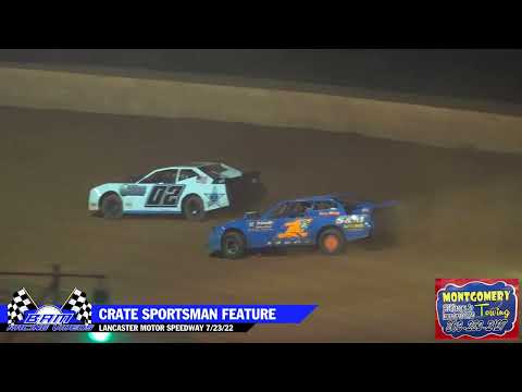 Crate Sportsman Feature - Lancaster Motor Speedway 7/23/22 - dirt track racing video image