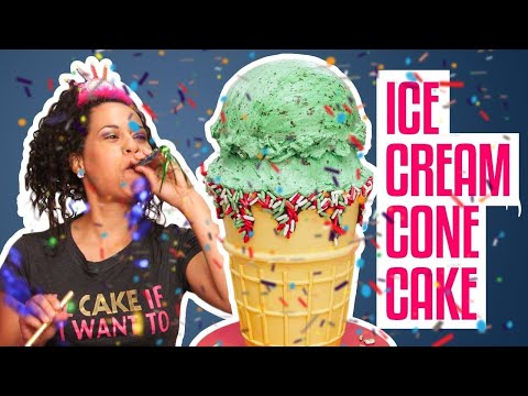 How To Make A Mint Chocolate Chip ICE CREAM CONE in CAKE | Yolanda Gampp | How To Cake It - UCvM1hVcRJmVWDtATYarC0KA