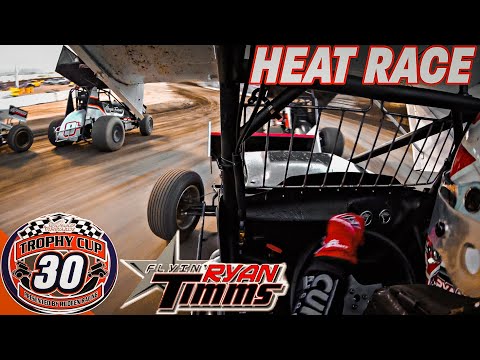 Ryan Timms Roth 83 Sprint Car heat race action at the Trophy Cup. - dirt track racing video image