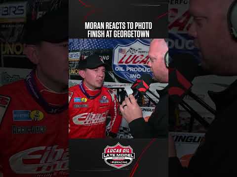 🗣 Devin Moran breaks down the photo finish at Georgetown for his fifth #lucasdirt win of the year - dirt track racing video image