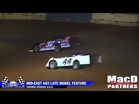 Mid-East 602 Late Model Feature - Cherokee Speedway 8/2/24 - dirt track racing video image