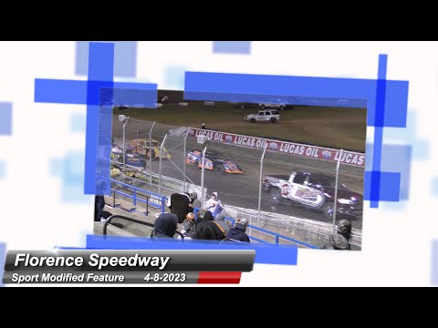 Florence Speedway - Sport Modified Feature - 4/8/2023 - dirt track racing video image