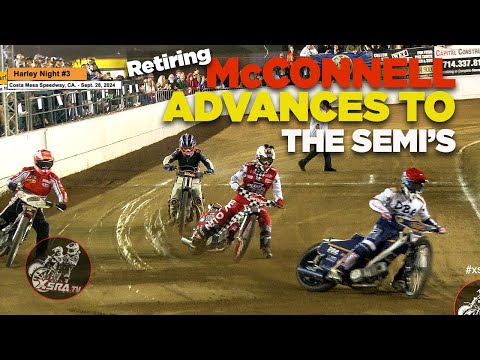 Retiring McConnell Advances to Semi's! Heat 23! Costa Mesa Speedway #racing #racereport  #dirtbike - dirt track racing video image