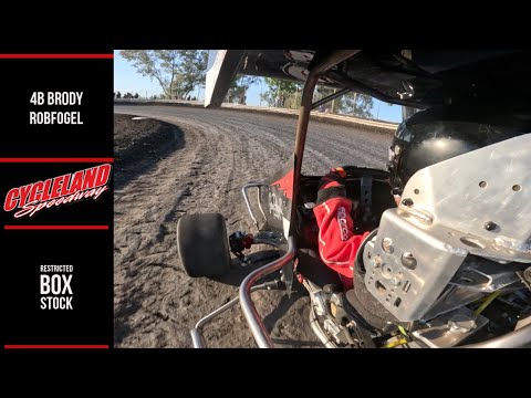 Cycleland Speedway Onboard: 4B Brody Robfogel Restricted Box Stock Outlaw Kart - dirt track racing video image