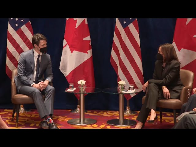 Pm Justin Trudeau Meets With Us Vice President Kamala Harris In Warsaw