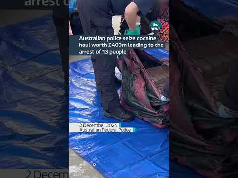 Thirteen people have been charged over the largest cocaine seizure in Australia #itvnews #australia