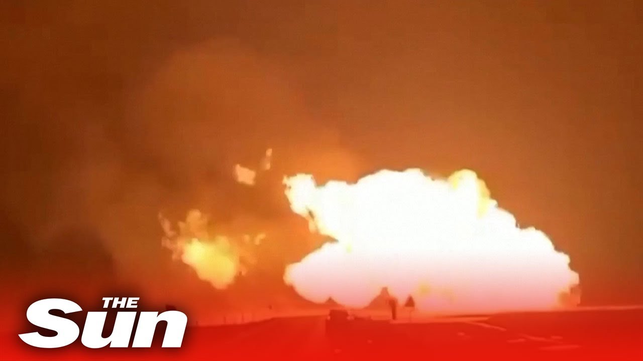 Massive flames light up sky after gas pipeline explodes in Lithuania