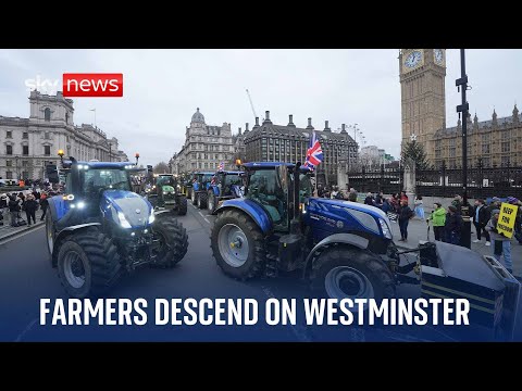 Watch Live: Farmers' protest in London, blocking Westminster with tractors.