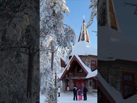 True Winter in Santa Claus Village at Arctic Circle in Rovaniemi Lapland Finland Father Christmas